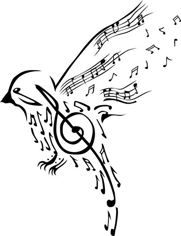 Music poster decorative bird musical notes - TenStickers