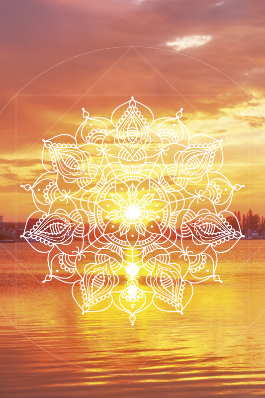 Landscape poster sunfall mandala art print - TenStickers