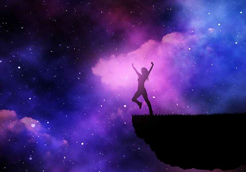 Landscape poster of a beautiful woman in the galaxy - TenStickers