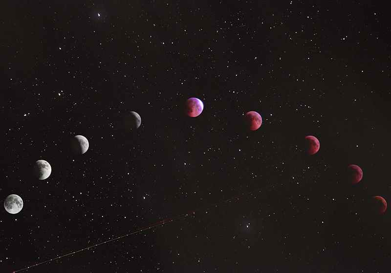 Landscape poster of moon phases with galaxy background - TenStickers