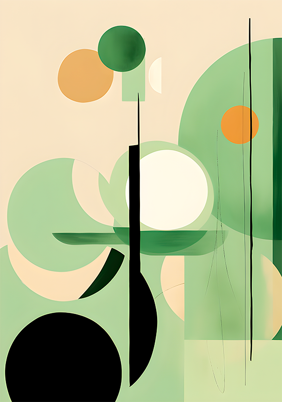 Abstract poster with green shapes - TenStickers