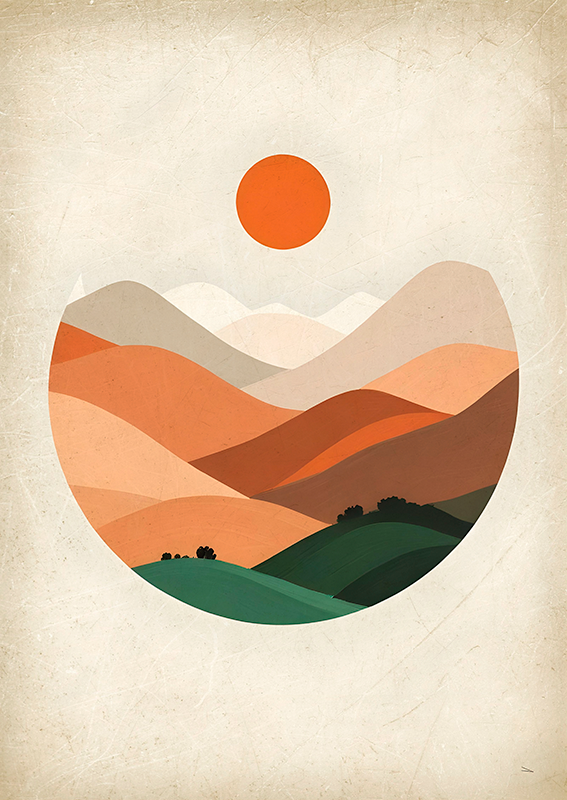 Abstract poster sun over the mountains - TenStickers