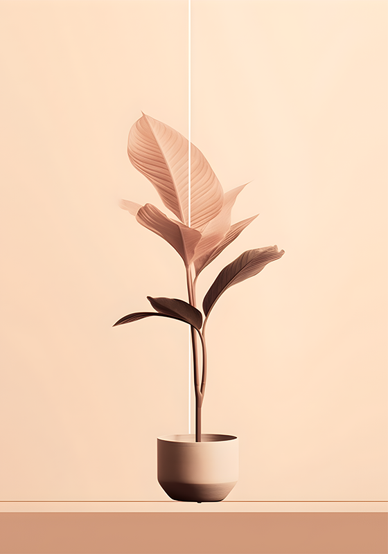 Plant poster vertical plant in beige tones - TenStickers