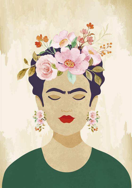 Flower poster woman with flowers - TenStickers