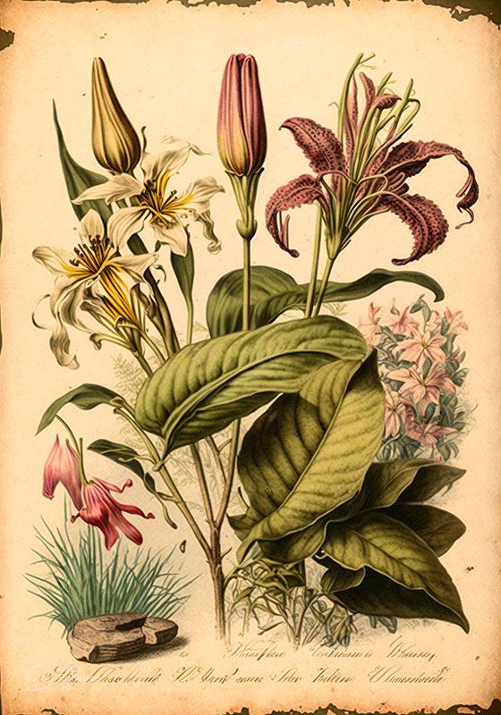 Flower poster vintage botanical print - TenStickers