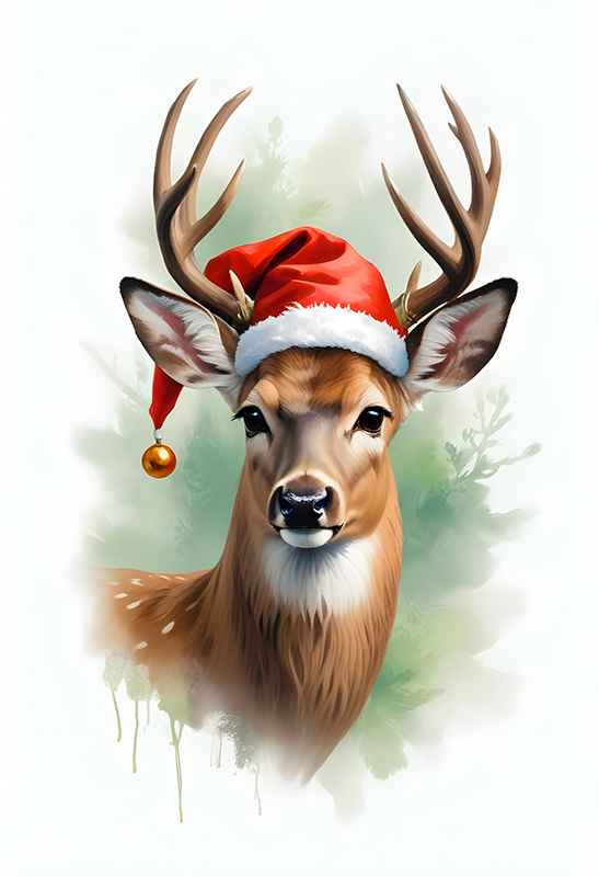 Christmas poster santa reindeer - TenStickers