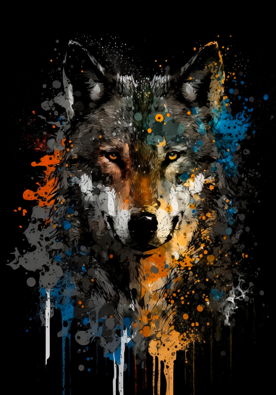 Art poster of a wolf painting - TenStickers