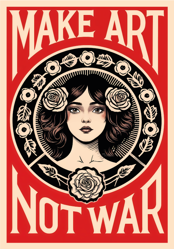 Art poster make art not war - TenStickers