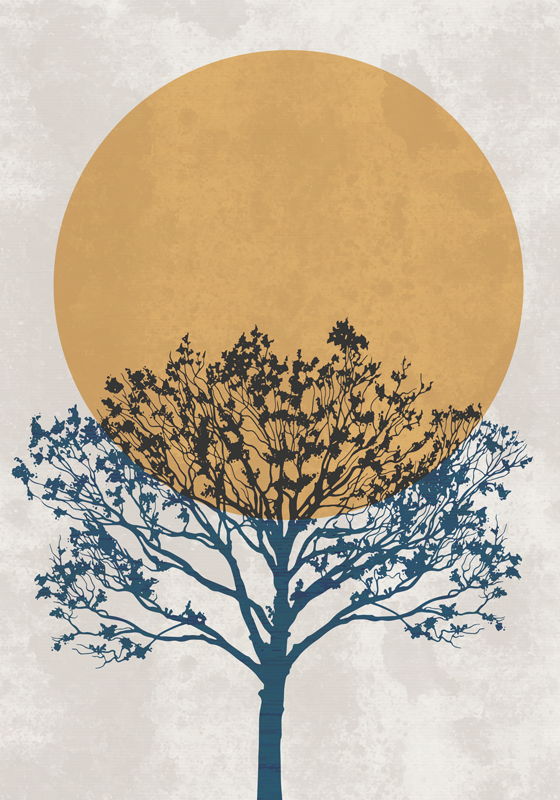 Art poster of a tree at sunrise - TenStickers
