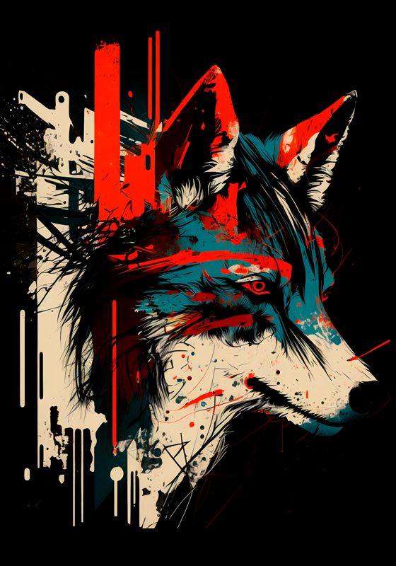 Abstract wolf art poster for wall - TenStickers
