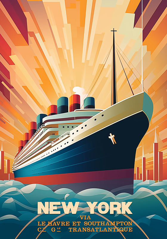 New work ship Art Déco poster - TenStickers