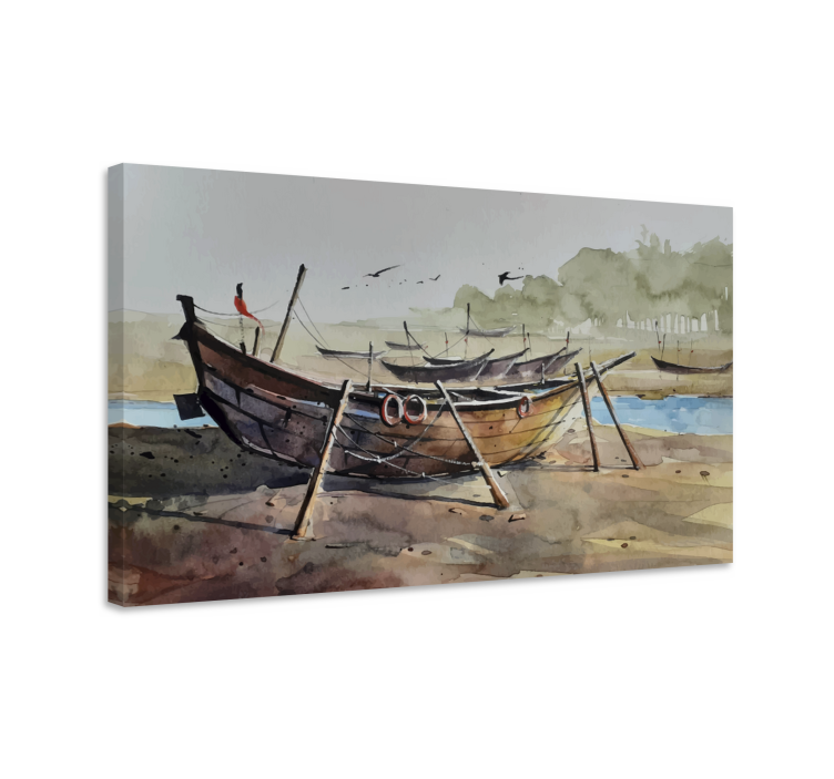 Painted Boat Nautical canvas print - TenStickers
