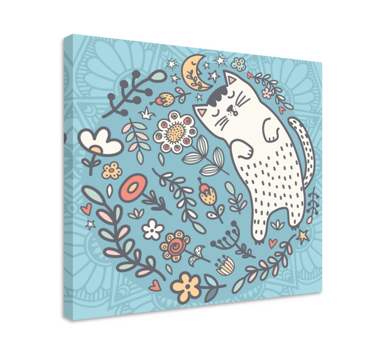 Adorable Cat mandala canvas wall art - TenStickers