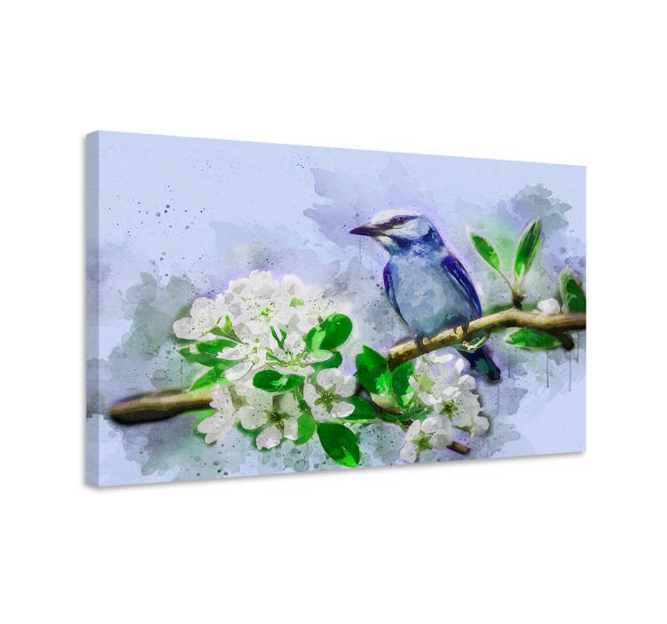 Flowers and Bird Tree wall art canvas - TenStickers