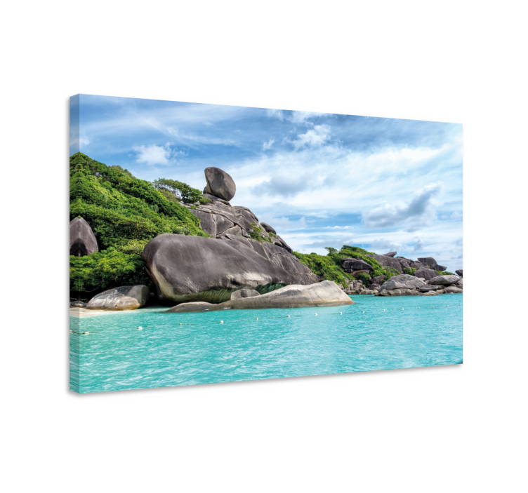 Tranquil Rocky Coastline landscape canvas - TenStickers