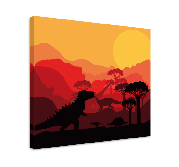 Dinosaur canvas wall art dinosaur silhouette landscape - TenStickers