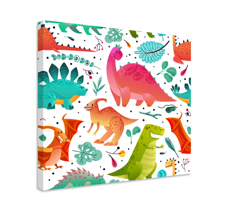 Happy dinosaurs for kids canvas prints - TenStickers