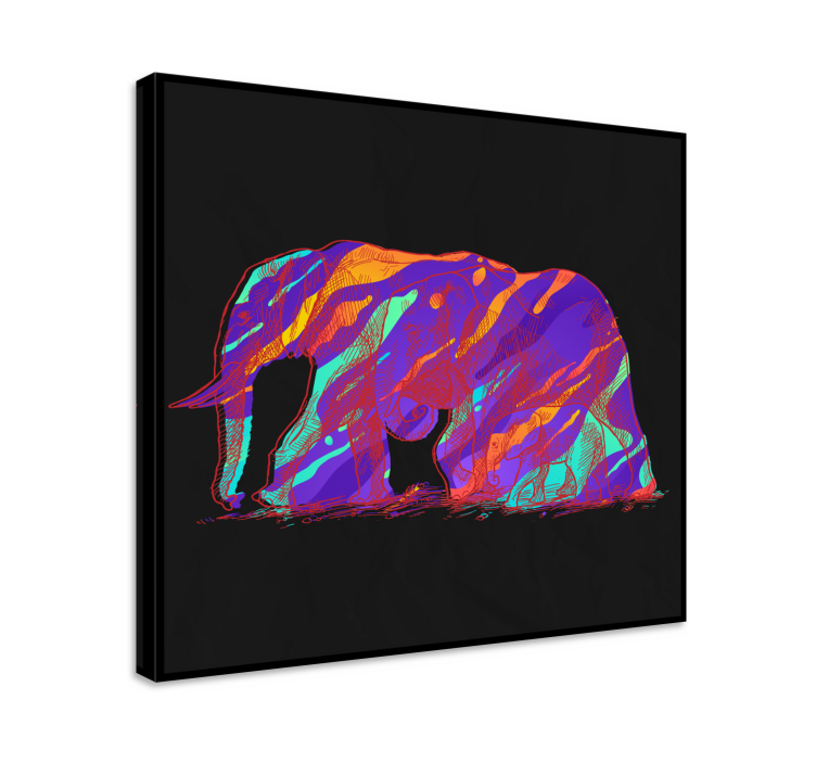Elephants herd multicolor background canvas - TenStickers