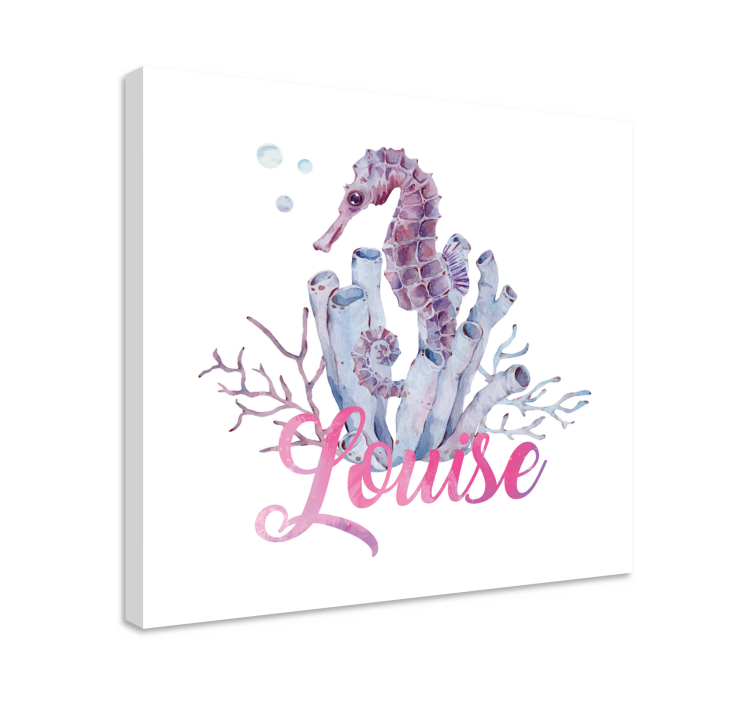Watercolor Seahorse personalised canvas - TenStickers