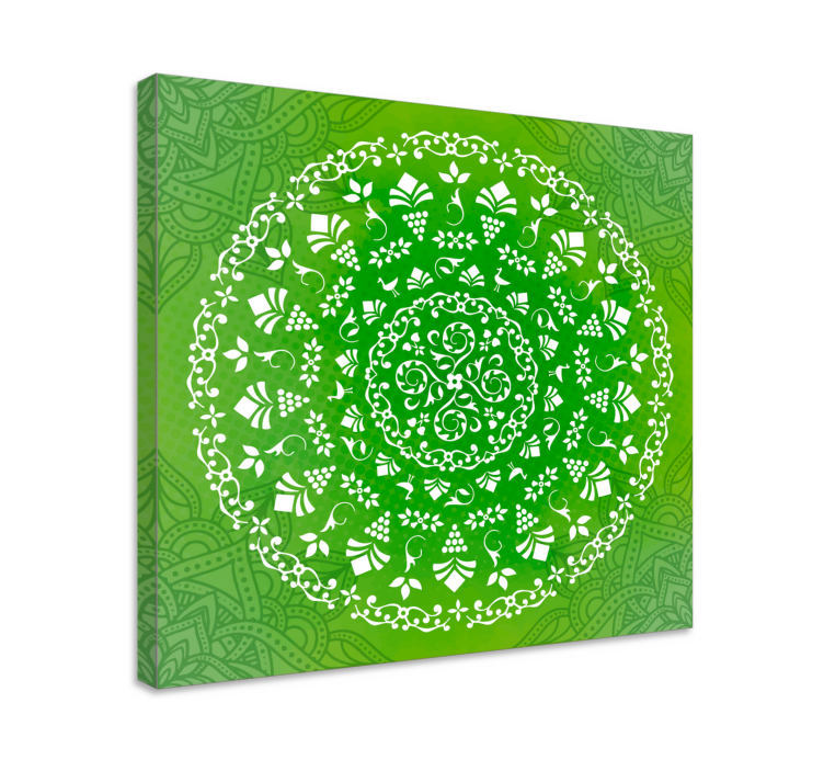Green ornamental round mandala canvas wall art - TenStickers