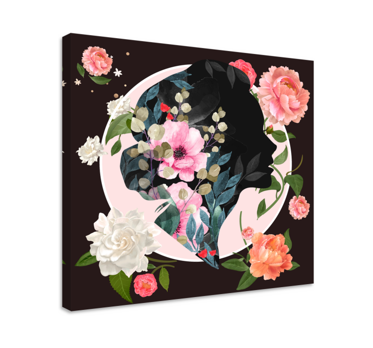 Flowers canvas floral silhouette profile - TenStickers