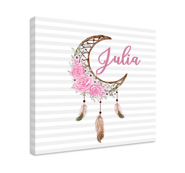 Moon with custom name nursery canvas - TenStickers