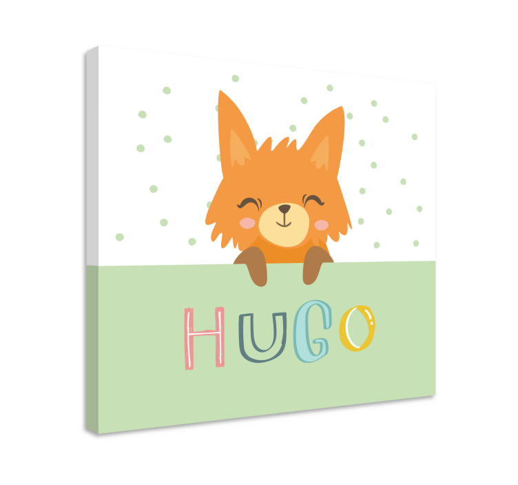 Nordic fox with name animal canvas prints - TenStickers