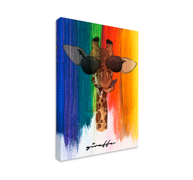 Rainbow Giraffe animal canvas prints - TenStickers