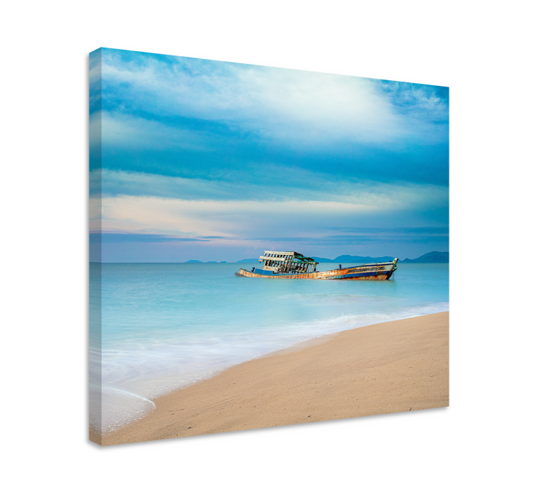 Boat on the beach landscape canvas - TenStickers