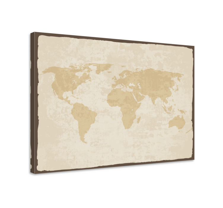 Vintage white and beige  world map canvas - TenStickers