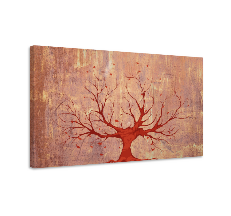 Orange textured Tree wall art canvas - TenStickers