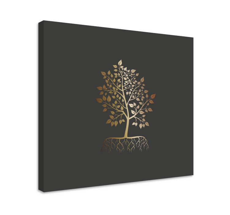 Gold with roots Tree wall art canvas - TenStickers