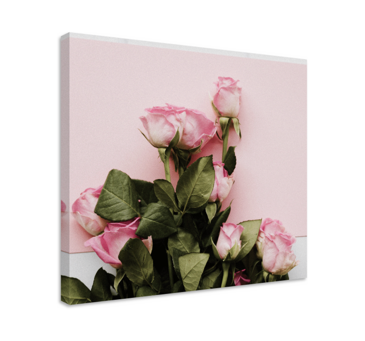 Flowers canvas pink rose bouquet - TenStickers