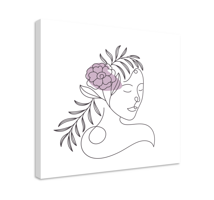 Flowers canvas line drawing face art - TenStickers