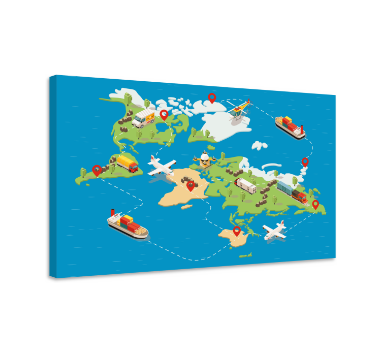 World map wall art travel route map - TenStickers