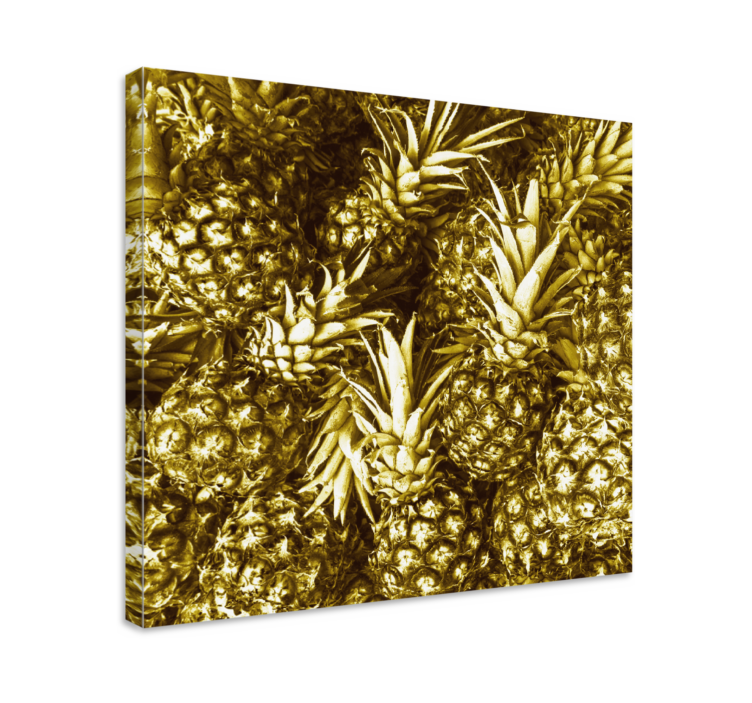 Golden Pineapple Cluster fruit canvas wall art - TenStickers
