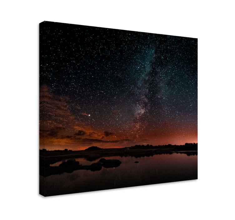 Starry night sky landscape canvas - TenStickers