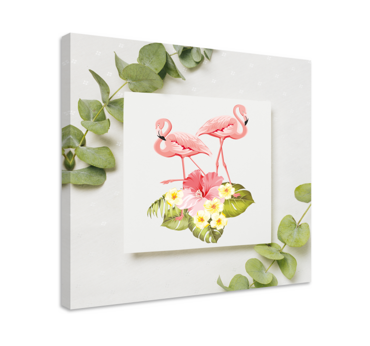 Flamingos and Hibiscus Flowers  canvas - TenStickers