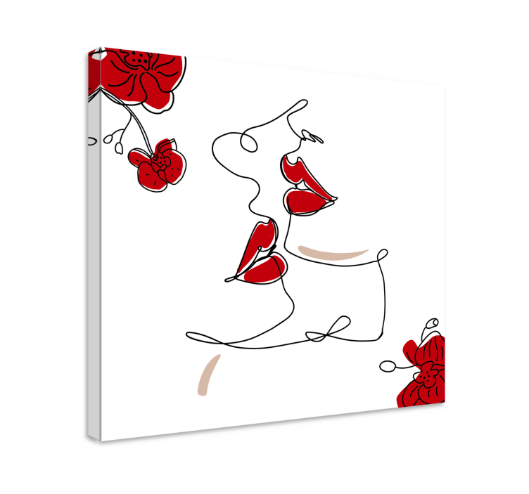 Continuous line woman lips bedroom wall prints - TenStickers