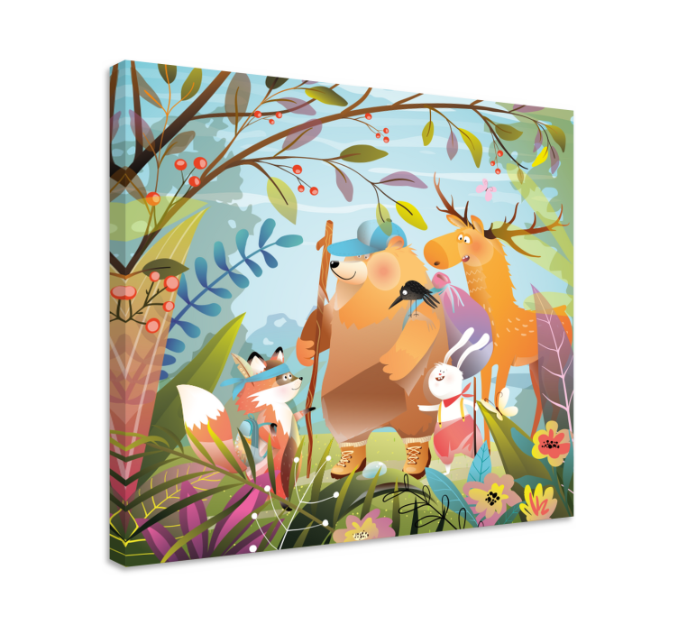 Forest Friends Adventure animal canvas wall art - TenStickers