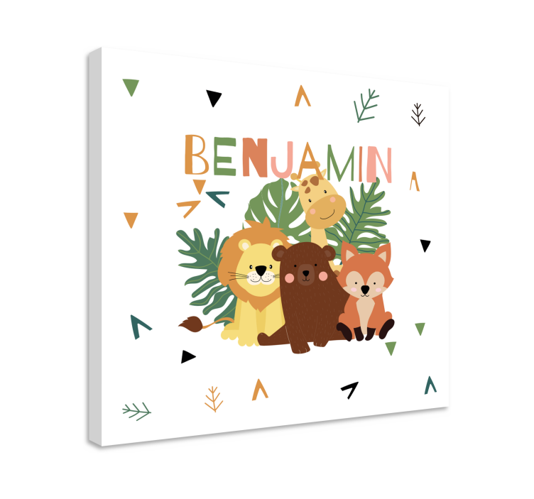 Wild animals with leaves animal canvas prints - TenStickers