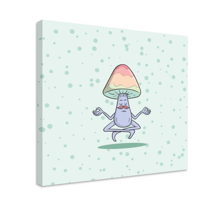 Quote canvas meditating mushroom character - TenStickers