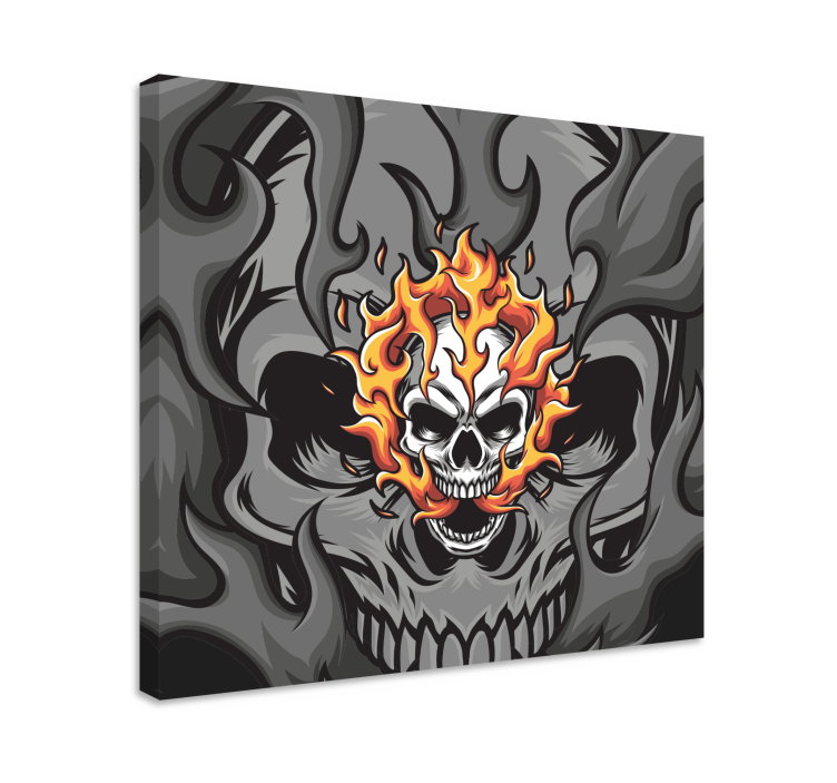 Quote canvas skull with flames art - TenStickers