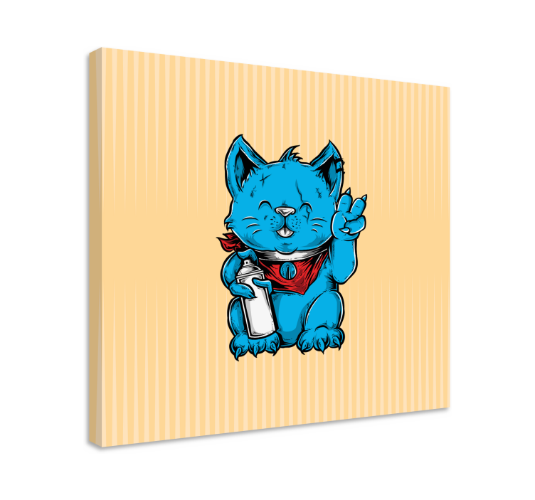 Cartoon cat with earring modern canvas - TenStickers