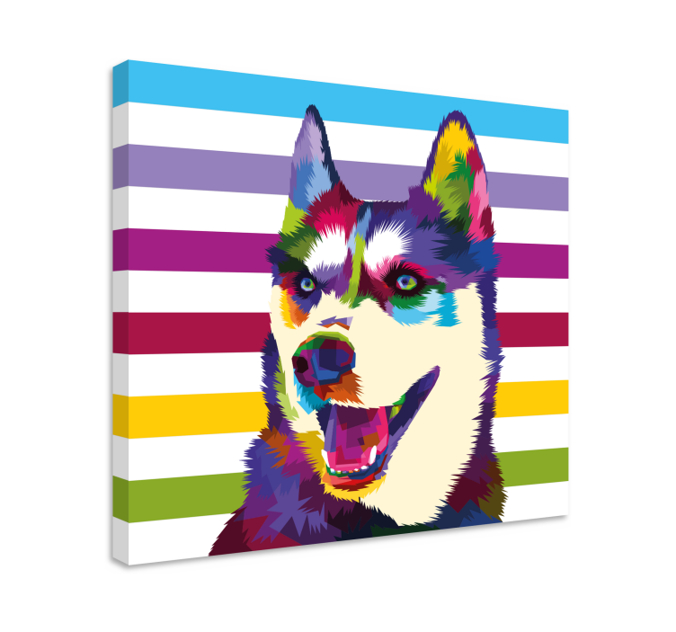 Dog wall art colorful husky portrait - TenStickers