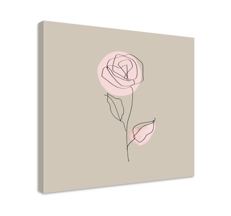 Flowers canvas elegant line rose art print - TenStickers