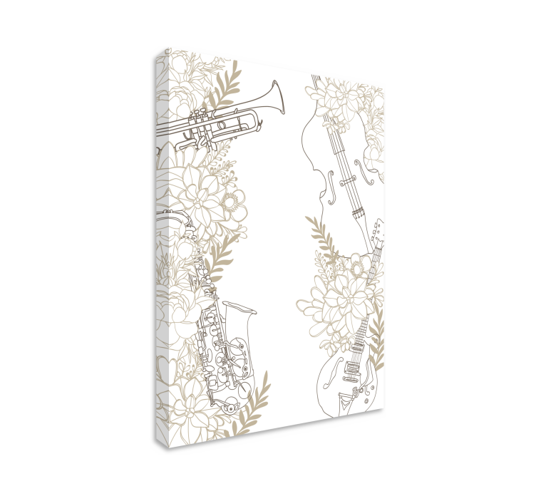 Music canvas art floral musical instruments - TenStickers