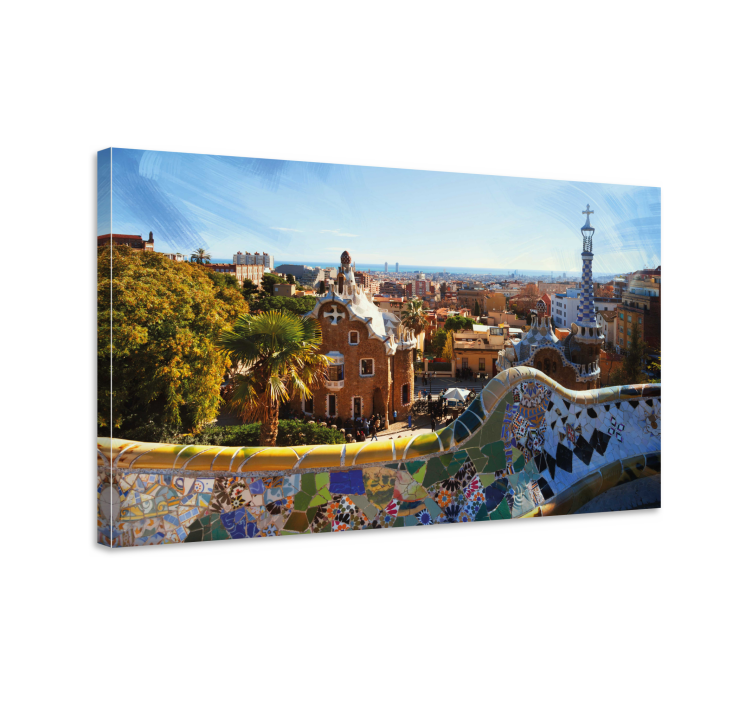 Barcelona Mosaic View cityscape wall art - TenStickers