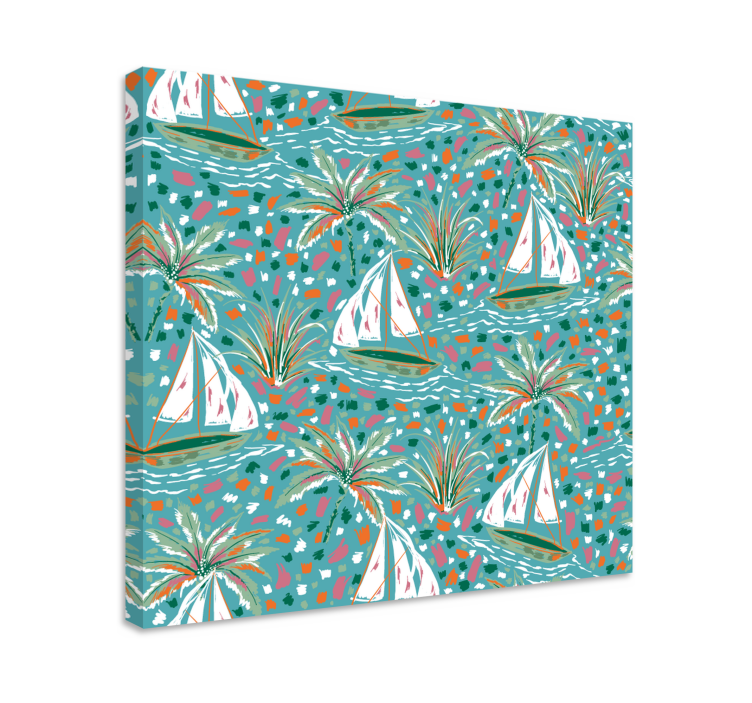 Nautical canvas art sailboats and palms - TenStickers