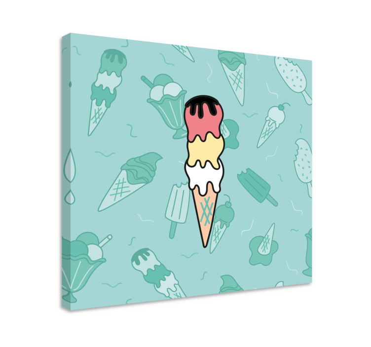 Rustic canvas wall art ice cream cone bliss - TenStickers